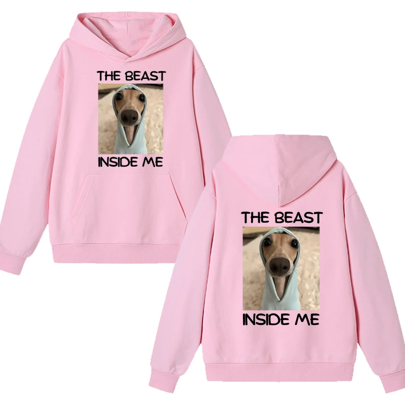 2025 جديد في الوحش داخلي مضحك الكلب ميمي الجرافيك هوديي الرجال النساء الخريف الشتاء الصوف البلوفرات للجنسين بلوزة من الصوف #5