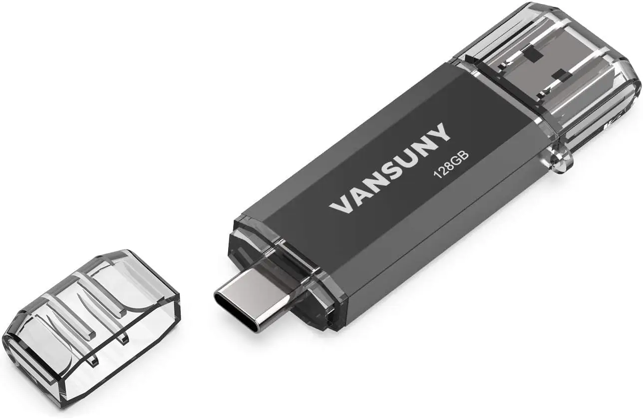 

USB-флеш-накопитель 128 ГБ 2-в-1 OTG USB 3.0 + Type-C с брелоком для смартфонов Android, компьютеров, планшетов