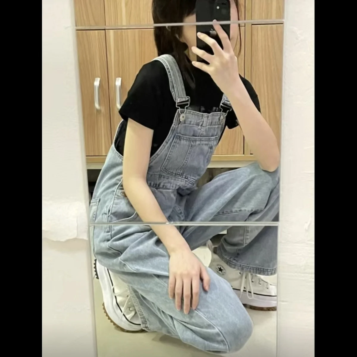 

Женские элегантные комбинезоны, джинсовые комбинезоны для женщин, регулируемый принт с открытыми плечами, большой дизайн, корейский тренд Ins