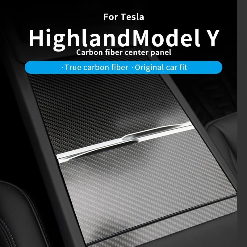 

For Tesla Model3 Y Highland 2025 Real Carbon fiber central control panel Not Affect Central Control Push-pull UseBright carbon