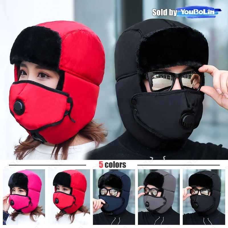 Gorro de piloto para hombre y mujer, gorro de cazador con orejeras, máscara a prueba de viento, sombreros de caza para soldado, gorro cálido para deportes al aire libre, Unisex, para invierno