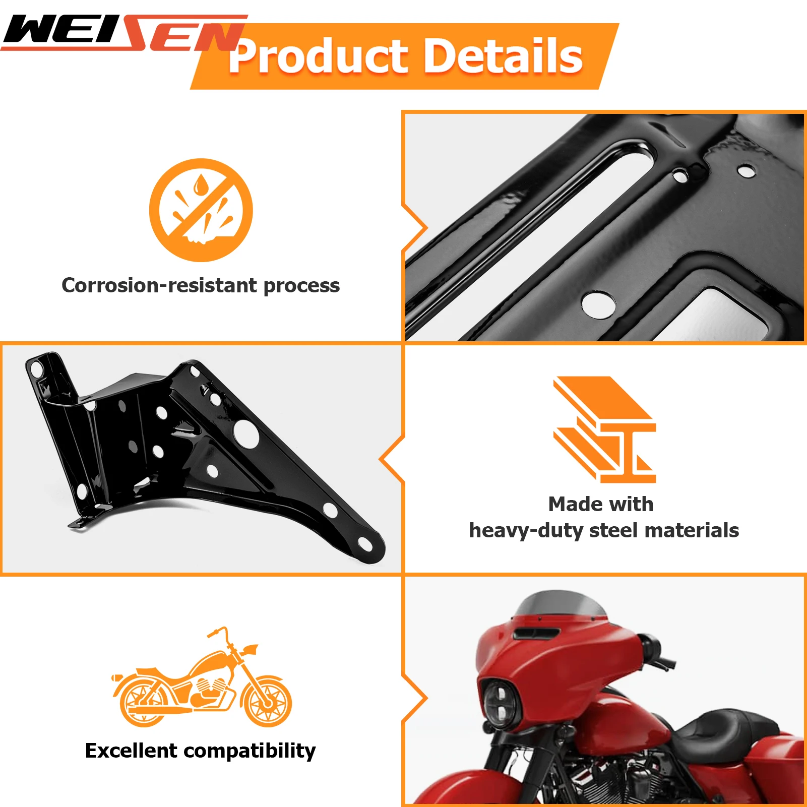 Motorcycle Left/Right Inner Fairing Radio Mount Bracket for 2014-2023 Harley Touring Street Glide/Electra Glide/Ultra Limited