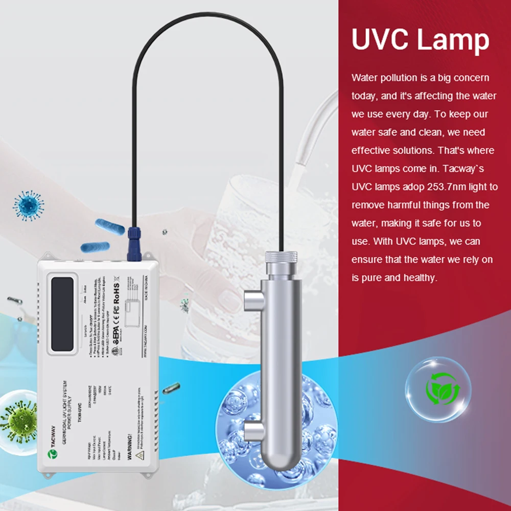 タクウェイ254nmリニアUV殺菌ランプ、石英管光源、水中飲料水用、オフィス用AC電源