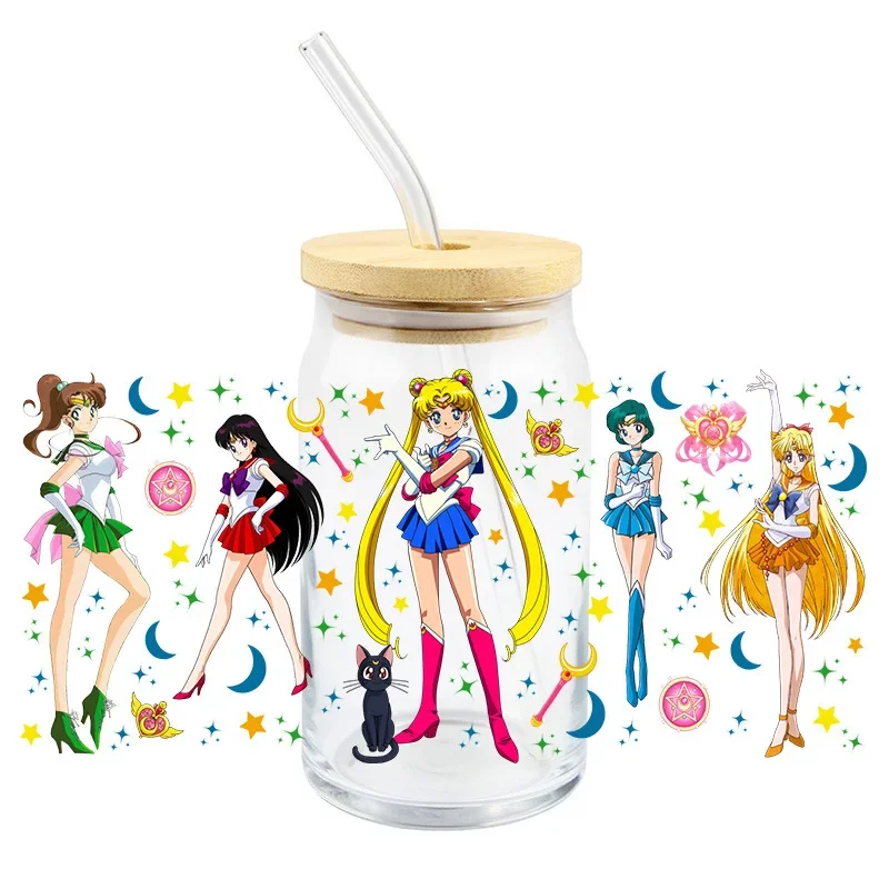 

Kawaii Sailor Moon UV Crystal Stickers Waterproof Transparent for Cup Decoration Study Stationery