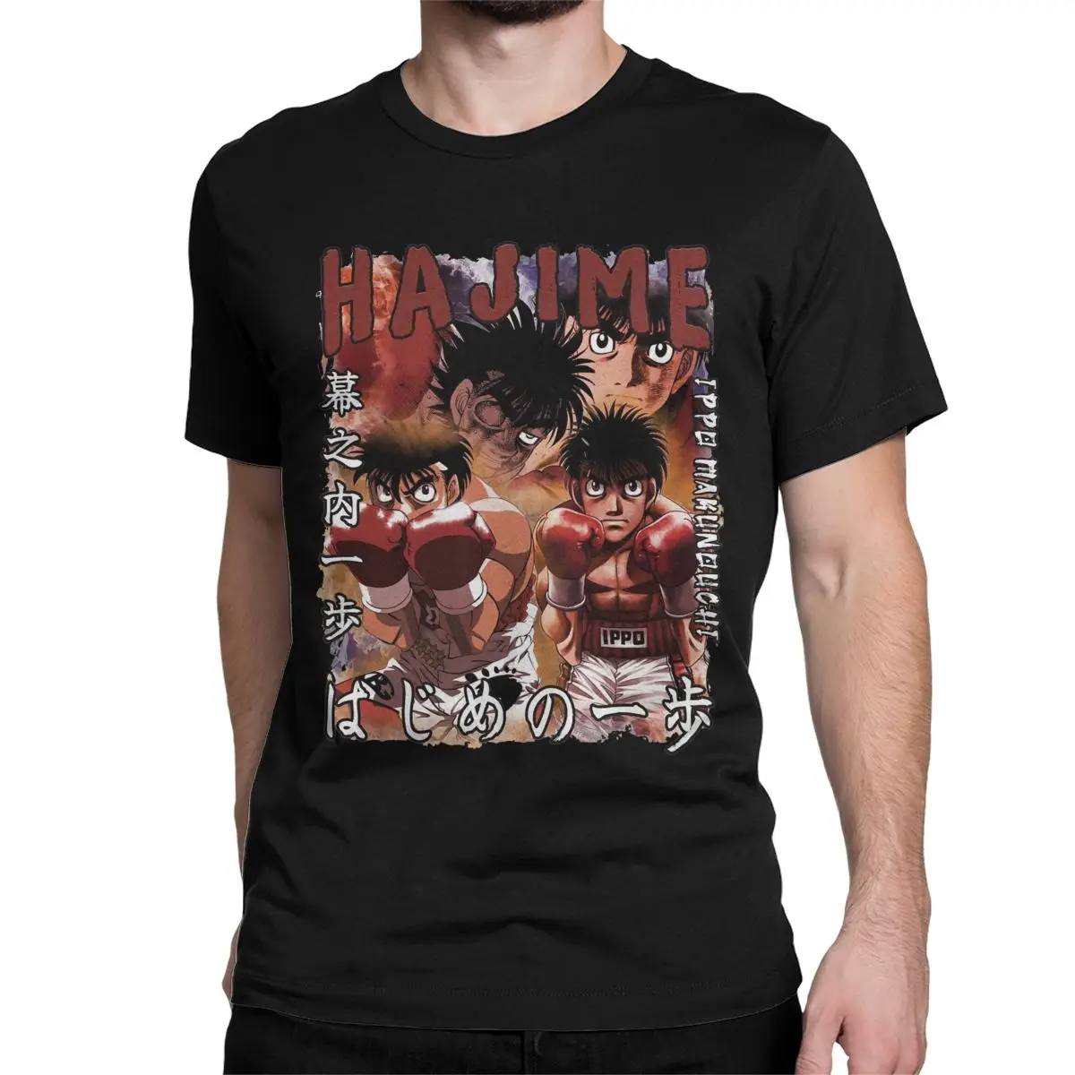 Men Hajime No Ippo Makunouchi Anime T Shirt Pure Cotton Clothes Casual Short Sleeve Crew Neck Tee Shirt 4XL 5XL T-Shirt