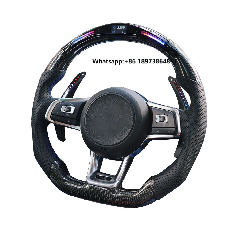 

Customized LED Carbon Fiber Interior Accessories Fit for VW Golf MK 5 6 7 8 7.5 6R 7R 8R Gti Car Steering Wheel
