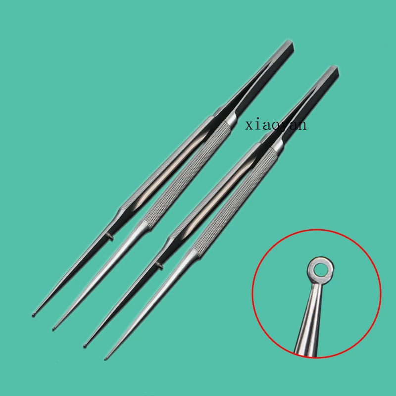 Fine stainless steel microring tweezers for orthopedic non-injury-holding tissue neuro-brain surgery instruments