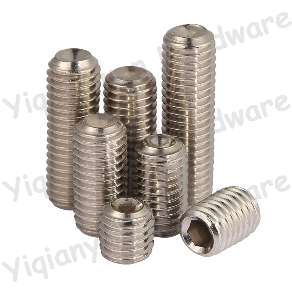 Yiqianyuan 3/8-16 UNC 3/8-24 UNF DIN916 SUS304 Stainless Steel Hexagon Socket Set Screws with Cup Point Headless Allen Grub Bolt