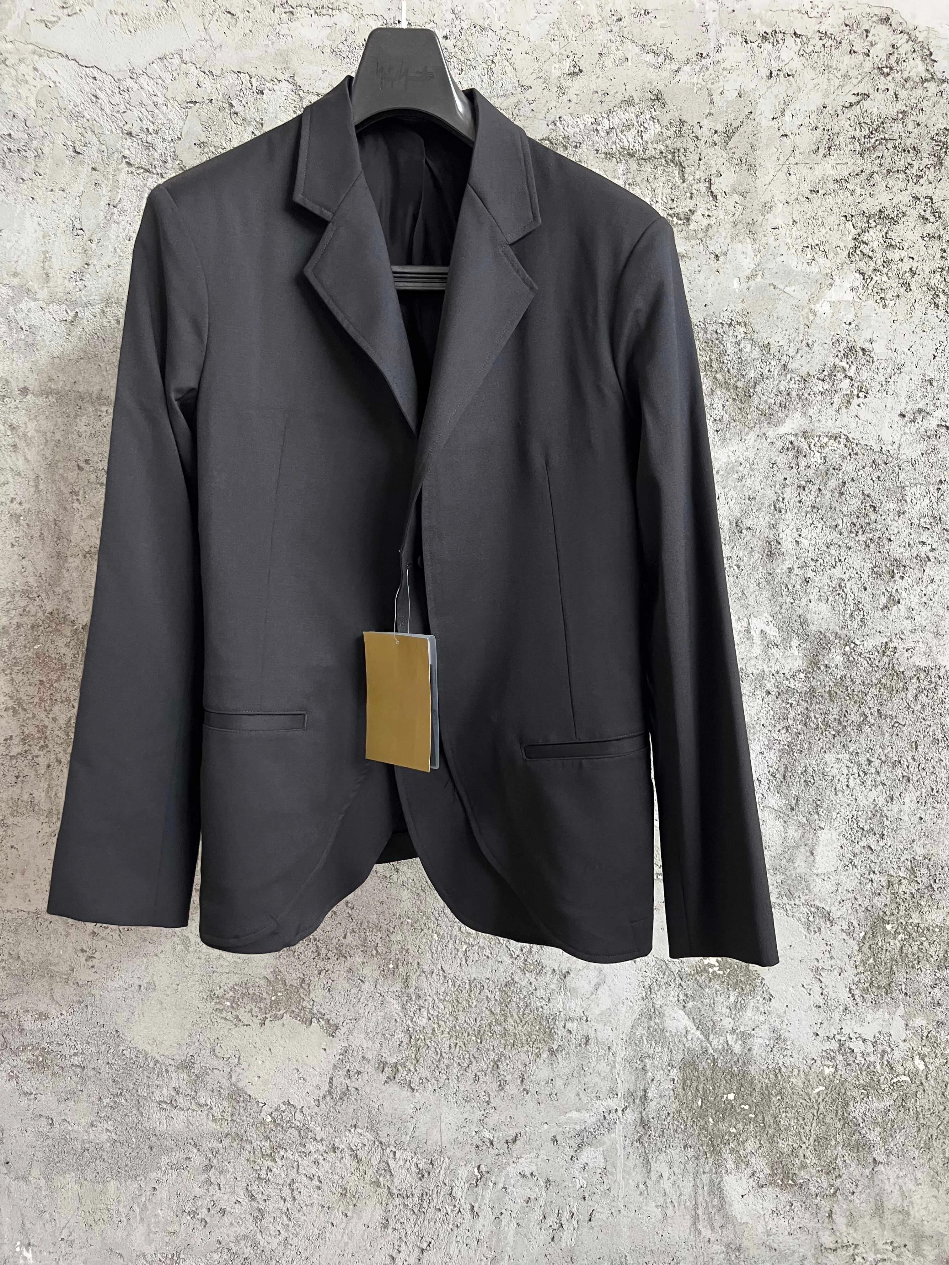 Top-yamamoto double-layer design style front-opening lapel suit jacket, long-sleeved solid color wool versatile TOP for men