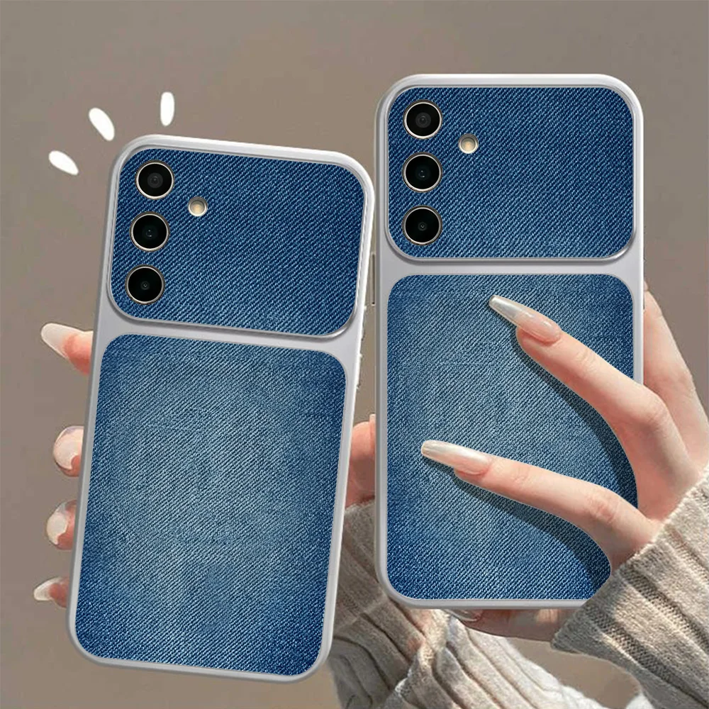 Retro Blue Denim PU Leather Phone Case For Samsung A57 A27 A37 A07 A17 A55 A56 S26 Ultra S25 FE Plus S24 A26 A36 A16 Soft Cover