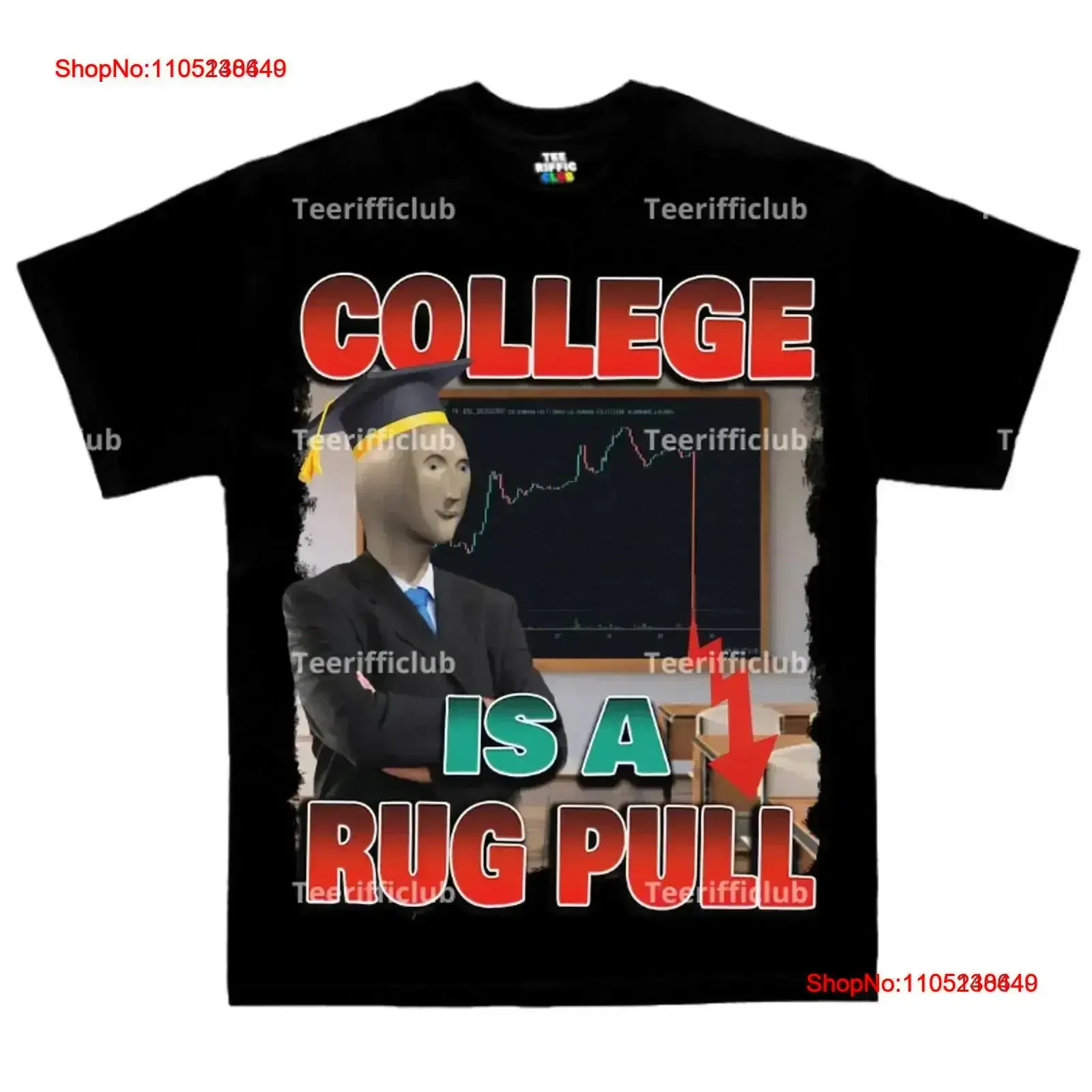 College Is A Rug Pull T Shirt Funny Cripto Solana Bitcoin y2k LMAO vintage Washed Top For Everyday Wear Casual Versatile