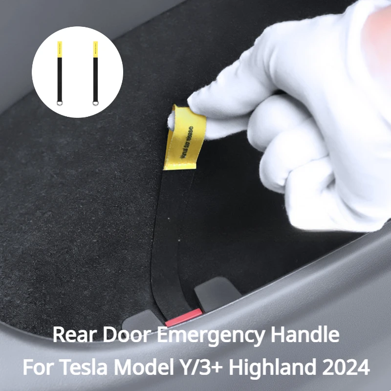 For Tesla Model Y/3+ Highland 2024 Rear Door Emergency Handle Rear Physical Door Lock Mechanical Switch Unlocking Accessories