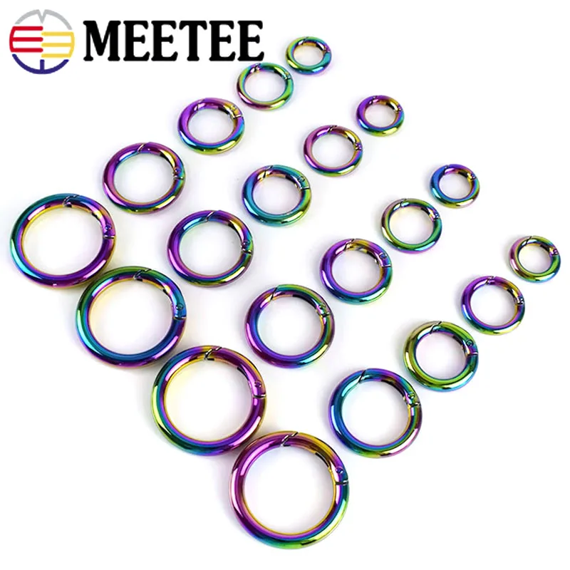 5/10Pcs Rainbow Metal O Ring Spring Clasp Openable Carabiner Keychain Connector Clip Buckle Handbag Bag Strap Dog Chain Hardware