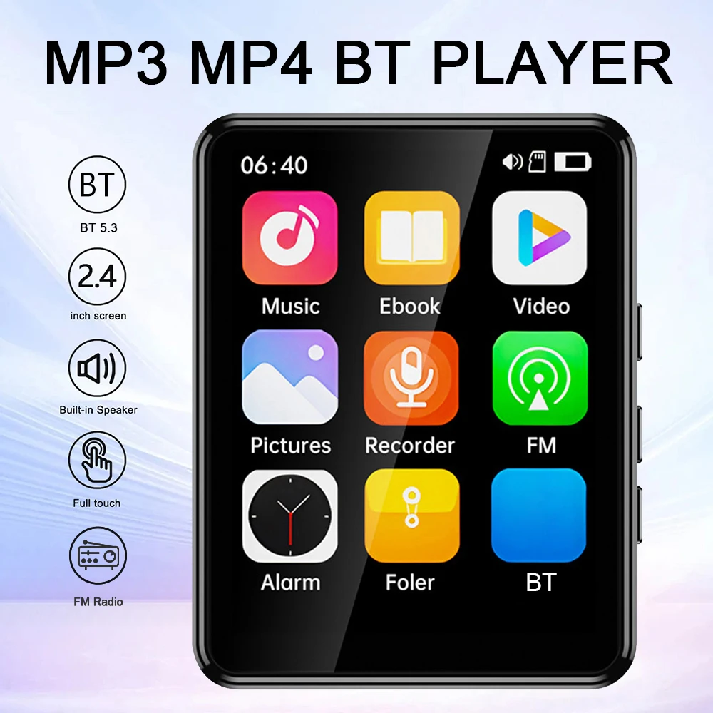 16/32/64GB MP3 Player HiFi Lossless Sound Music Stereo Player Bluetooth-Compatible5.3 with Speaker FM Radio Voice Recorder