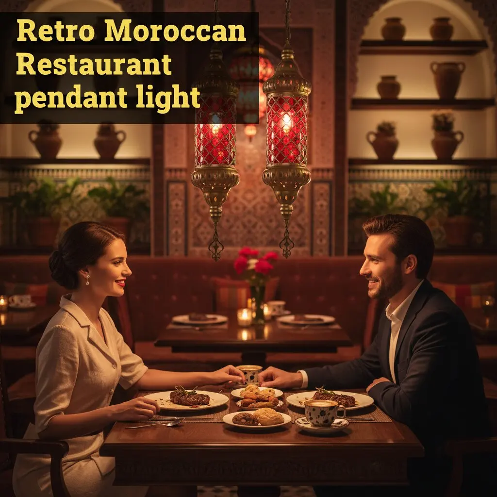 Moroccan Retro Iron Chandelier Vintage Stained Glass Shade Pendant Light for Hall Restaurant Bar Cafe Hotel Decorative Lighting