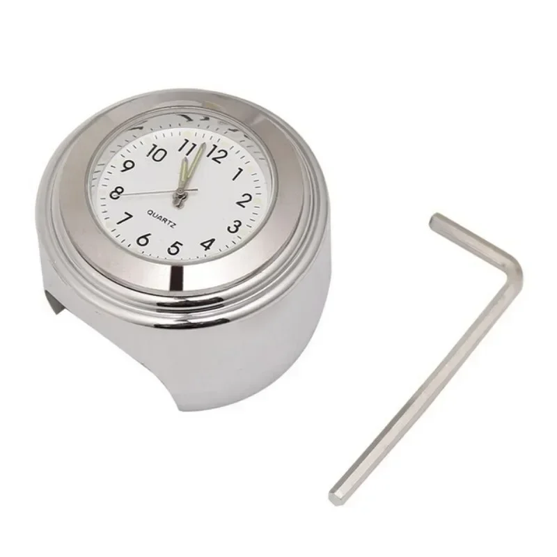 Universal 7/8" Waterproof Chrome Motorcycle Bike Handlebar Mount Quartz Clock Watch Aluminum Luminous Clock Moto Black Accessori image 3