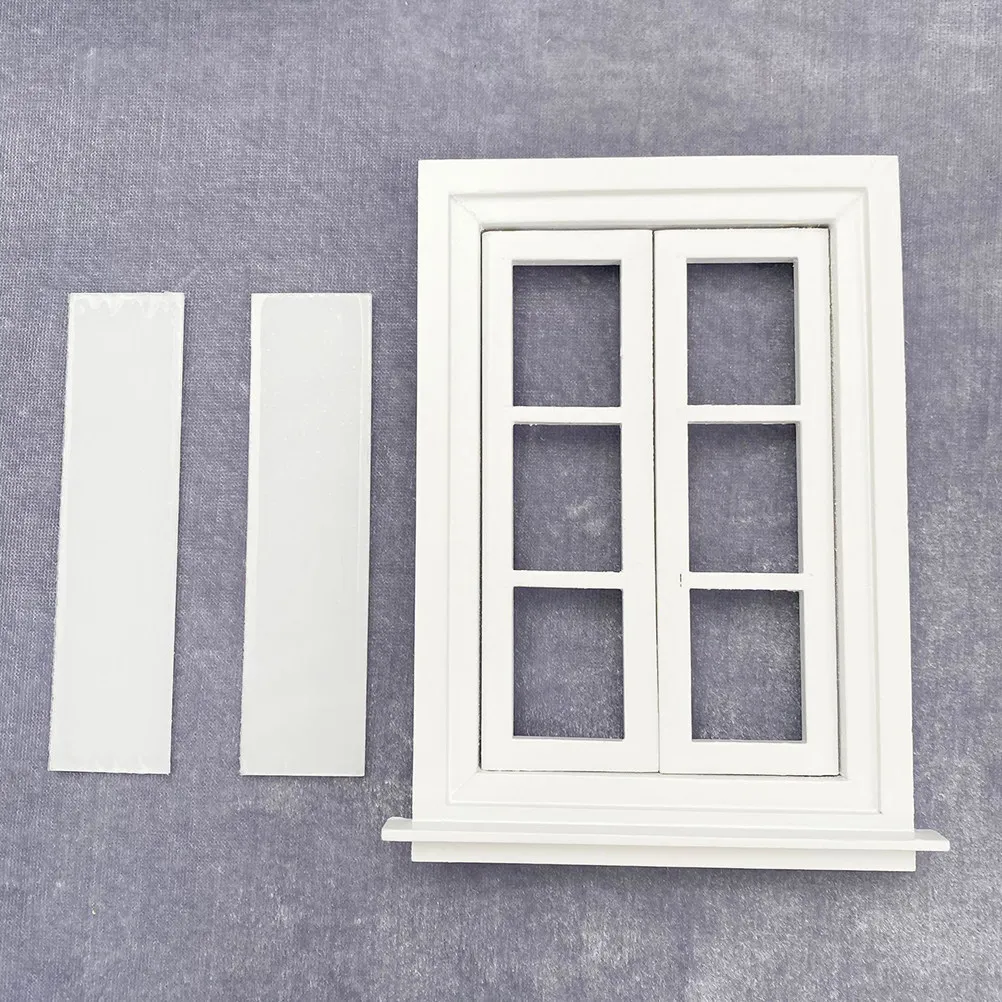 

Mini Wooden Window Frame White Unique Chic Decorative Ornament for Mini House Accessories Small Furniture Living Atmosphere