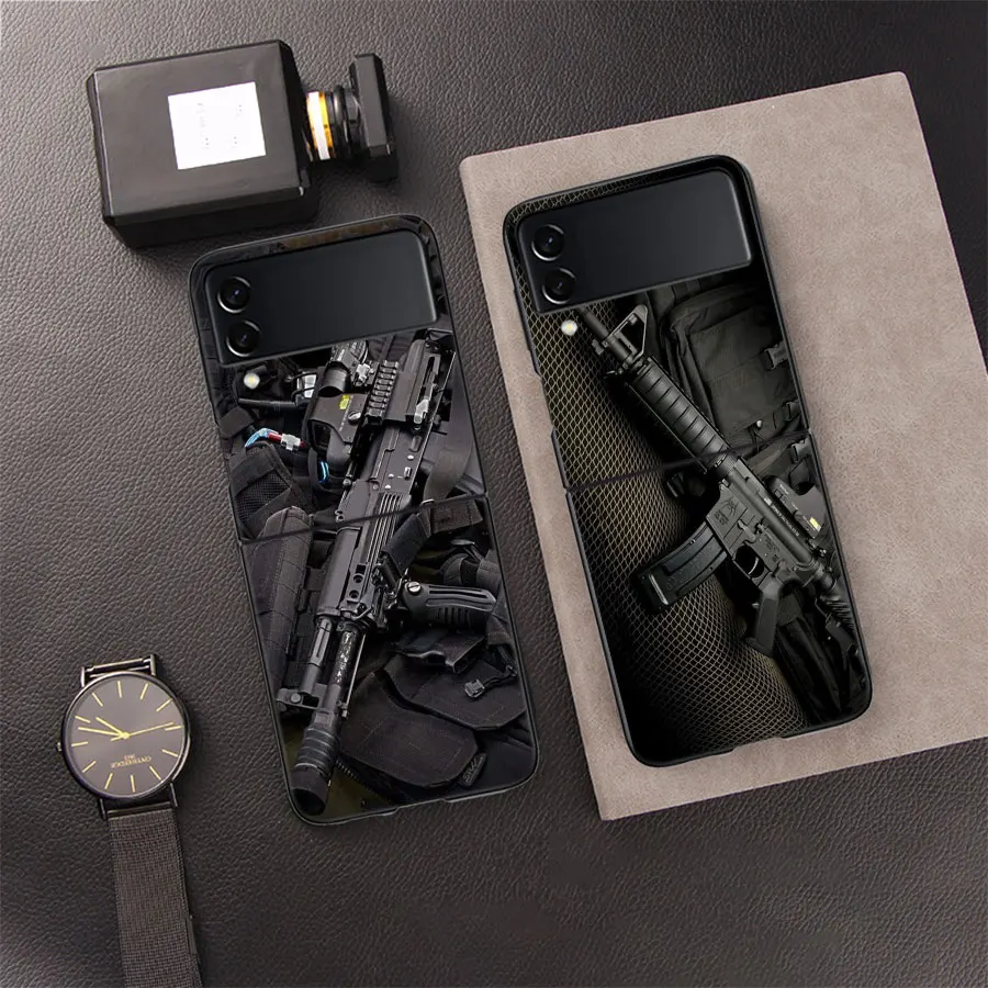 The Military Weapon For Phone Samsung Z Flip 3 4 5 5G Cover Shockproof Hard Galaxy Z Flip 6 5G Case Cell Luxury PC Shell Fun