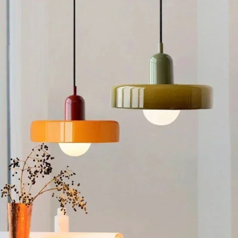 

Bauhaus Hanging Light Glass Pendant Light Macaron Ceiling Lamp for Living Room Bedroom Study Dining Room Bar Room Decor Lustre