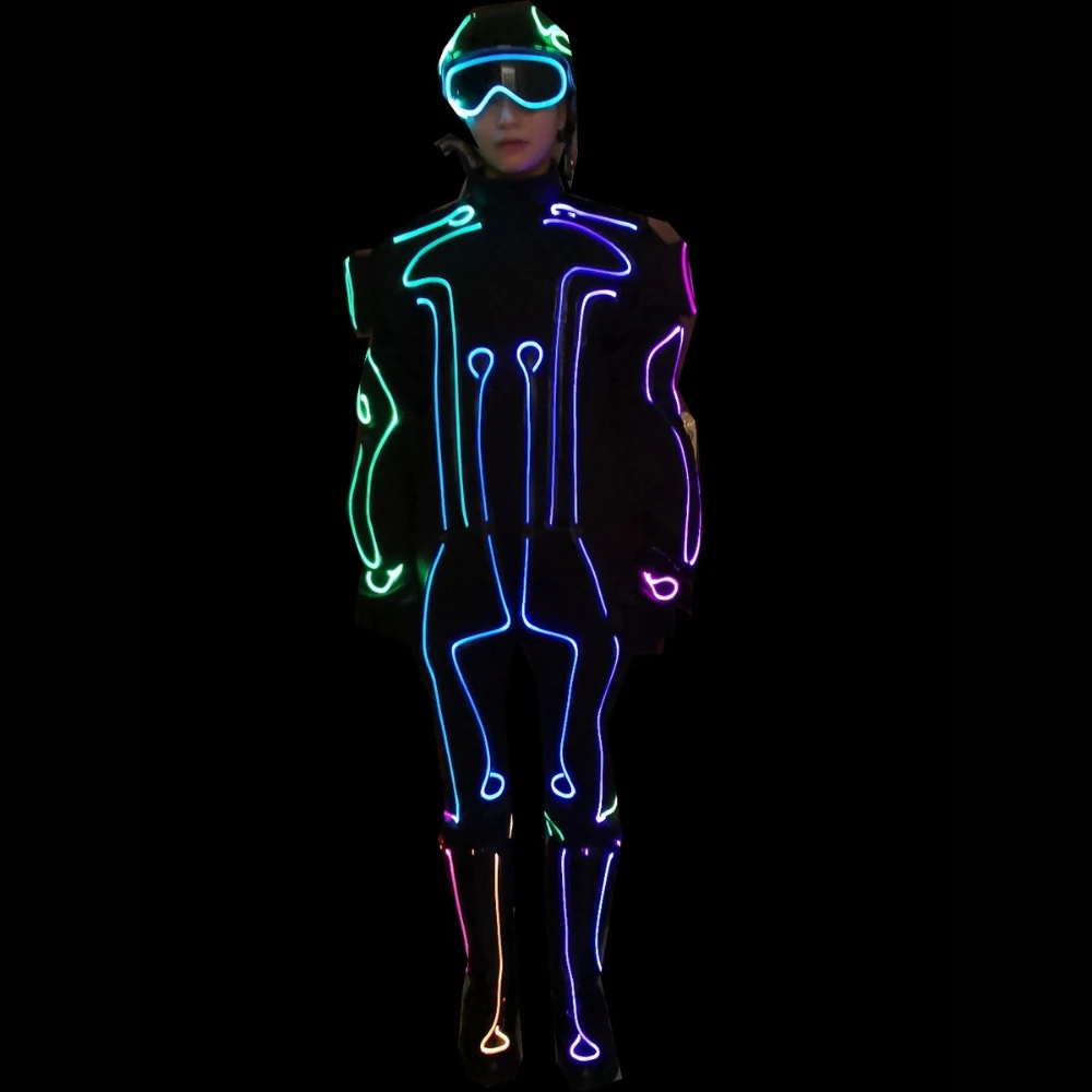 

Women's LED Legacy Costume Fiber Optic Outfit Neon Light-Up Warrior Disco DJ Dance Show Performance Suit for Cosplay