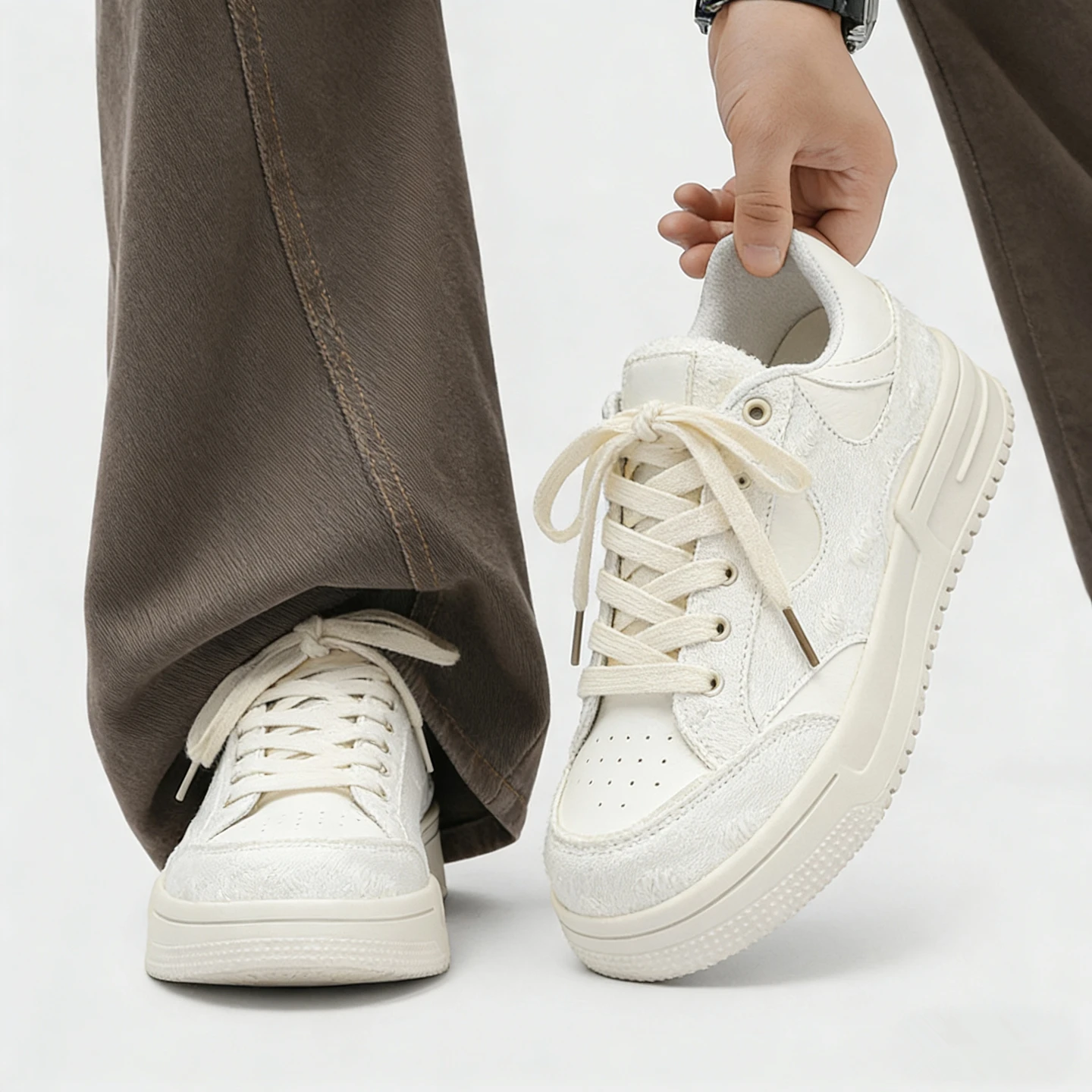 

2026 New All-Match Couple Casual Sneakers Retro Niche Design Youth Thick Sole Sports Shoes Non-Slip Wear-Resistant Bread Shoes