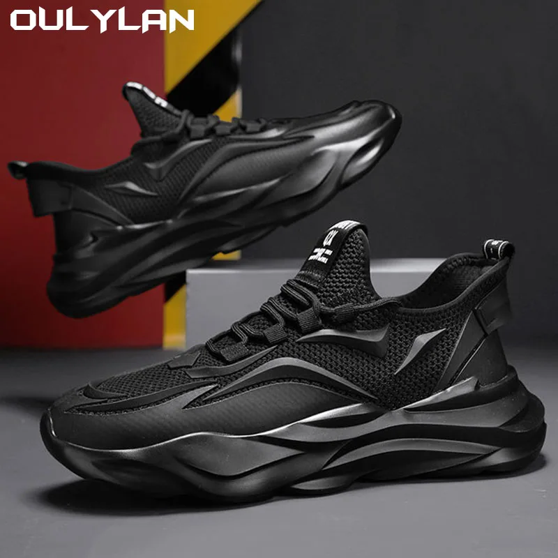 Oulylan Men Tennis Shoes Fashion Men Sport Shoes Casual Sneakers Outdoor Breathable Lightweight White Black Running Shoes