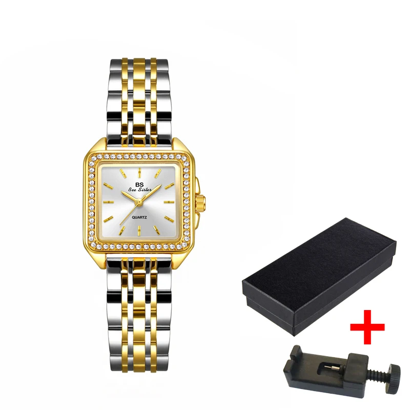 Luxury Square Dial Rhinestone Women\'s Watch Fashionable Steel Band Waterproof Quartz Women\'s Business Watch Relogios Feminino