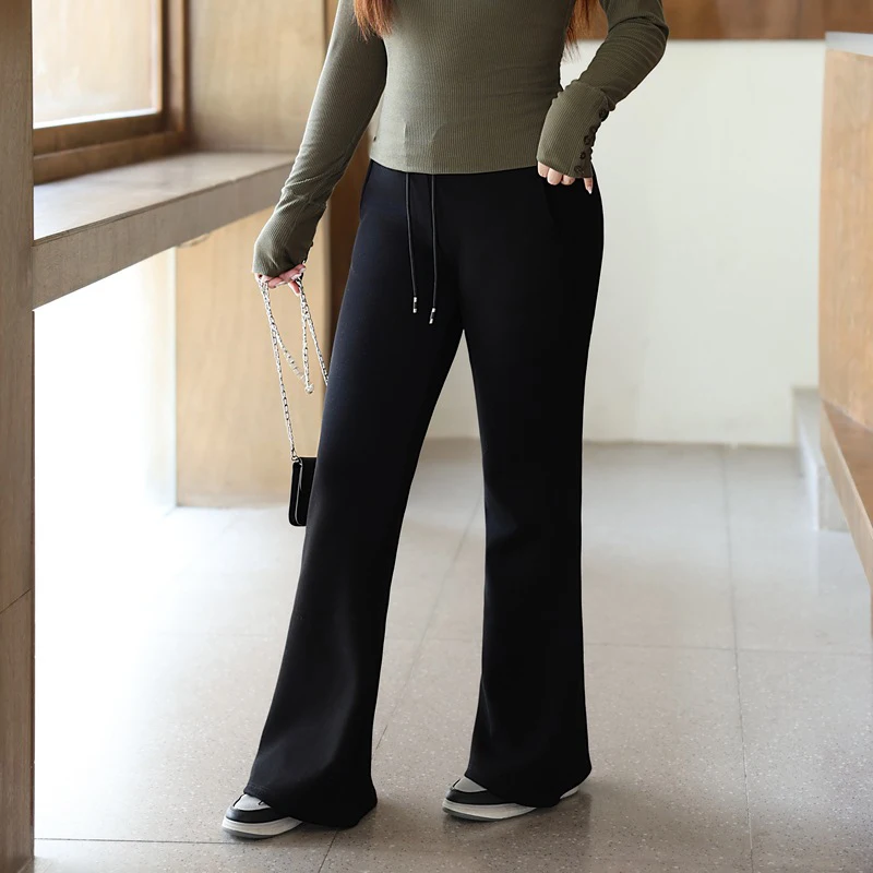 Retro Casual Stretch Slim Pants Women XL XXL Autumn 2024 Good Quality American Spice Girl Flare Trousers