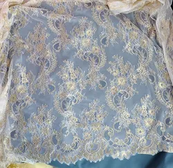 gauze eyelash lace fabric natural gold thread embroidery garment skirt curtain accessories cloth