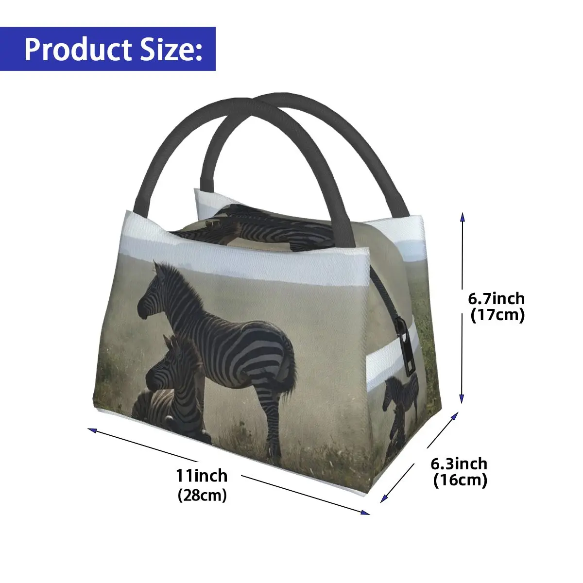 Zebras At Play Insulated Lunch Bag for School Picnic Storage Food Boxes Leakproof Container Cooler Thermal Lunch Box Tote