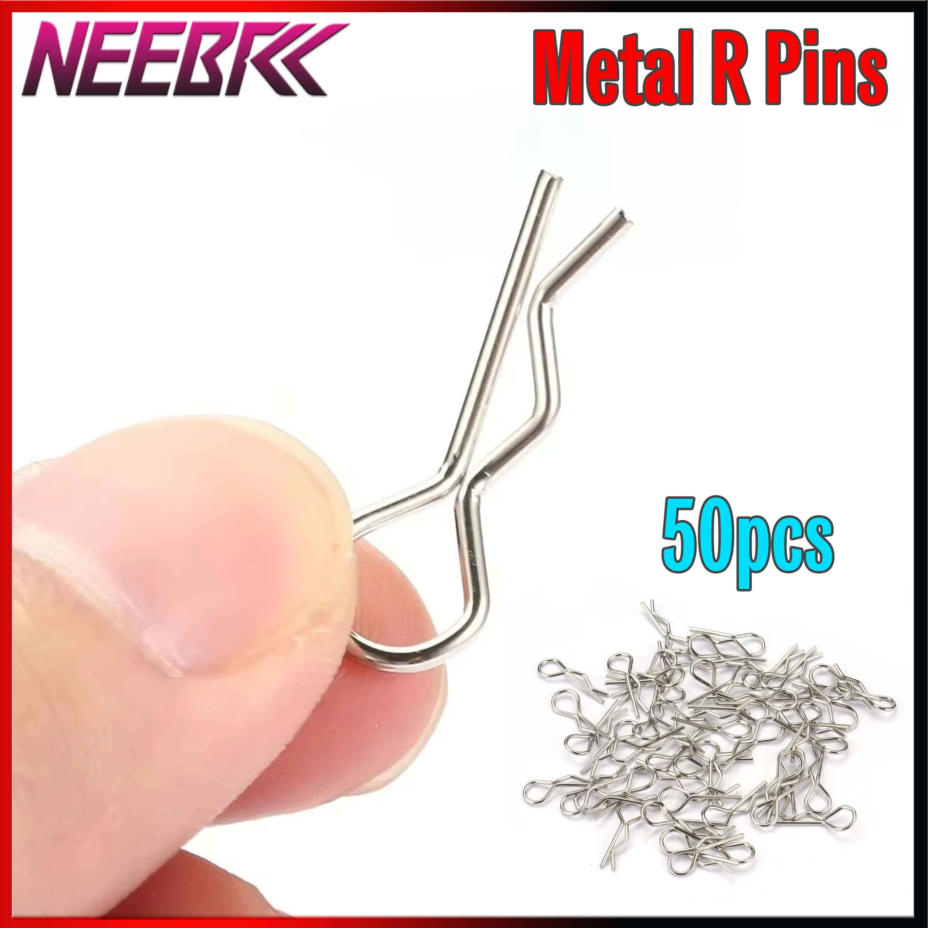 

50PCS NEEBRC Metal R Pins Carbon Steel Wave Latch Bolt Locking Split Pin Tractor Clip Mechanical Hitch Pin RC Car Body Shell