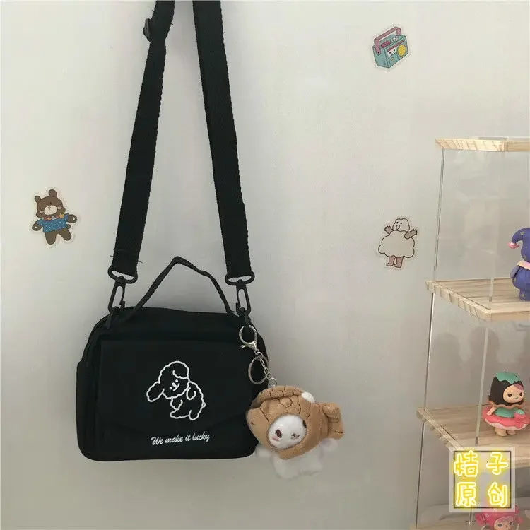 Teenager Frauen Messenger Bags Damen Canvas bedruckt süße kleine quadratische Tasche, Student Mädchen Cartoon Umhängetasche, Handy, Geldbörse – Detail 11