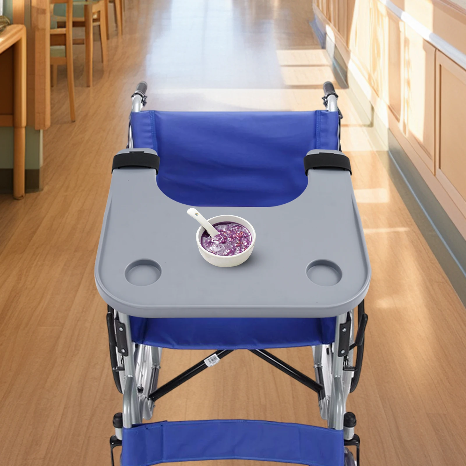 Wheelchair Table Board Wheelchair Table Tray w/Cup Holder Grey  Suitable for Disabled