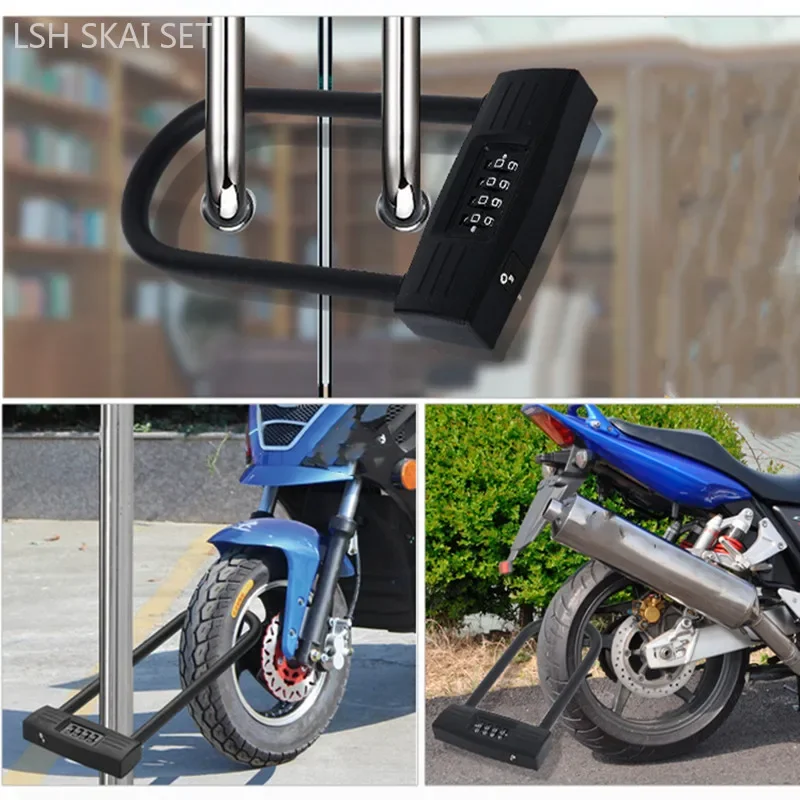 Heavy U-shaped Digit Combination Lock Office Glass Door Lock Sliding Cabinet Door U-lock Bike Anti-theft Security Padlock