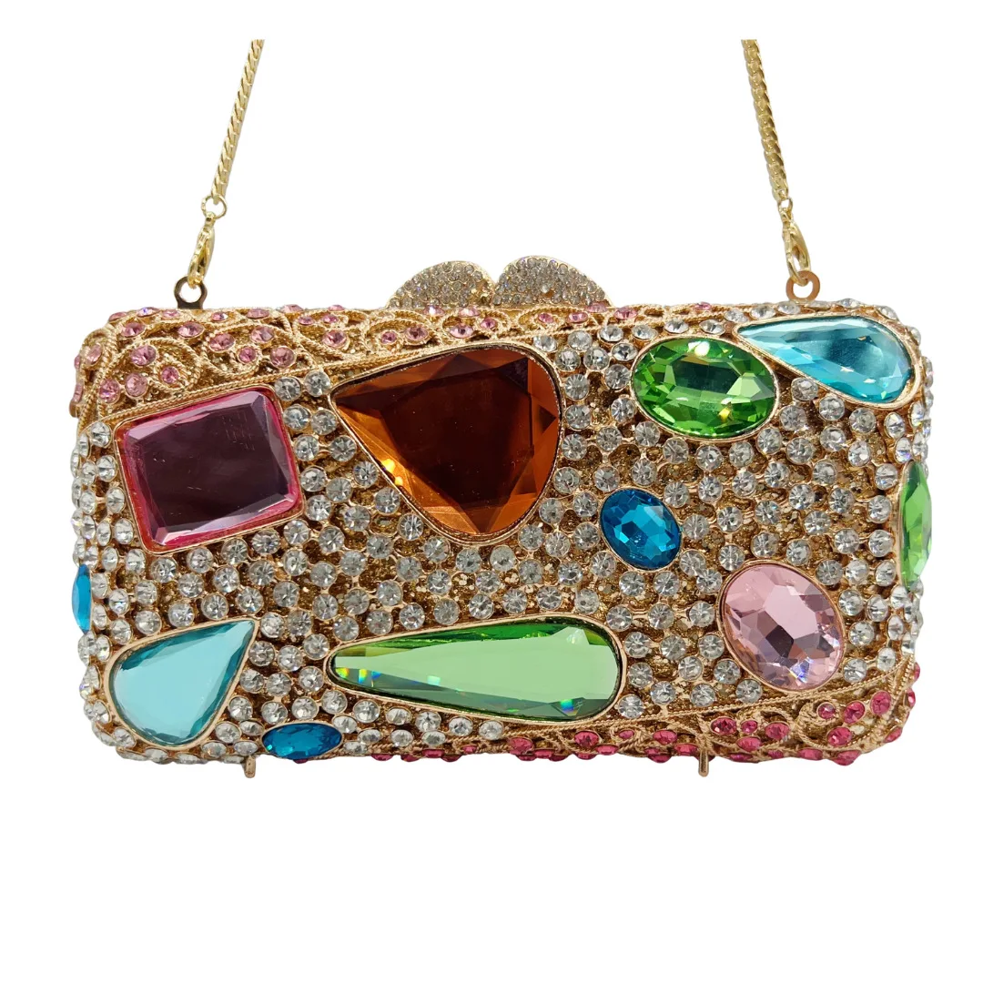 WHTUOHENG Luxury Crystal Clutch Purse Large Stone Rhinestone Women's Party Bag Diamond Bridal Evening Clutch Elegant Wedding Bag