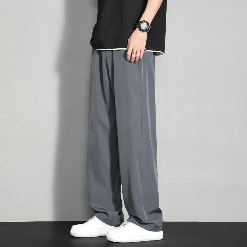 Men's Summer Cooling Casual Pants Loose Plus Size Straight Leg Trousers Breathable Quick Dry Outdoor Sports Couple Lounge Wear