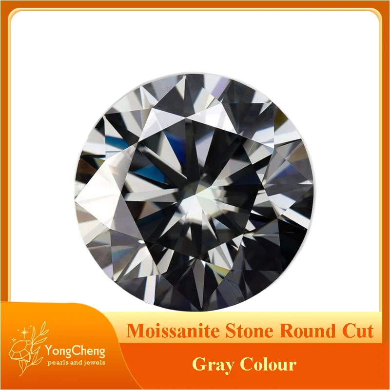 

Moissanite Stone Gemstone Round Cut Gray Colour Lab Created Diamond Advanced Jewelry Making Materials with GRA Certificate