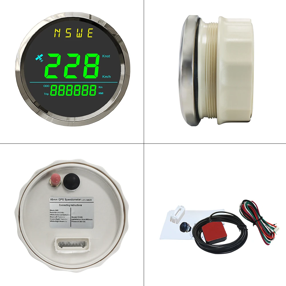 

ELING Ships Marine 85mm Digital GPS Speedometer 0-999 (Knots, km/h) with Backlight GPS Antenna for Sailboat Yacht 12V 24V