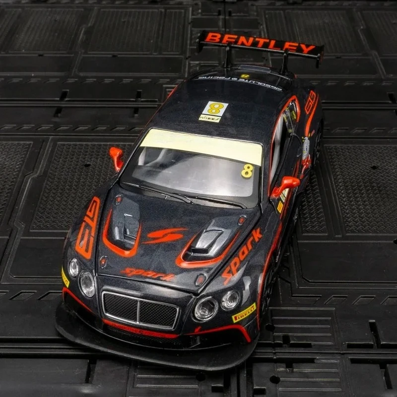 Voor 1:32 Bentley Continental GT3 Legering Rally Auto Model Auto Deuren en Kap Kan Open worden gegeven als verjaardagscadeau aan vrienden