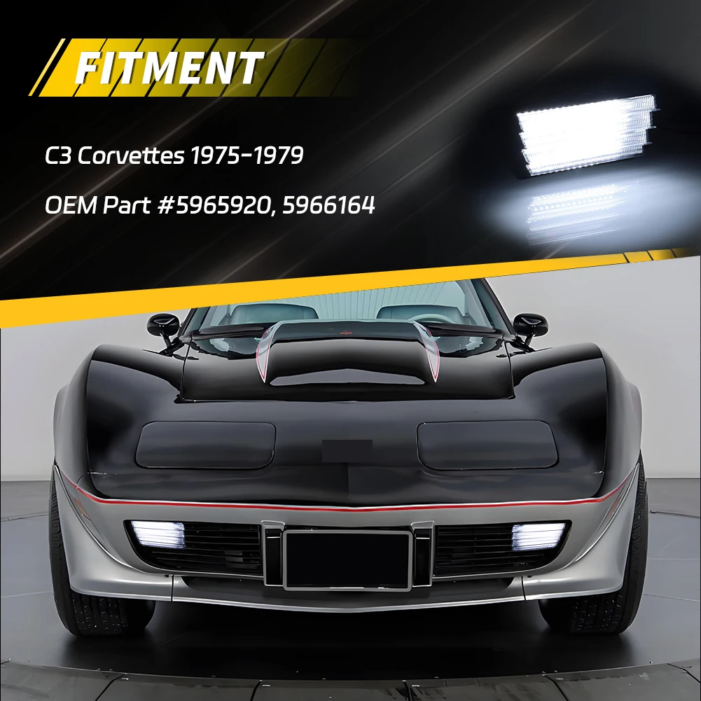 2Pcs Front DRL Daytime Running Light Turn Signal Light Parking Light LED For 1975 1976 1977 1978 1979 Chevrolet Corvette C3