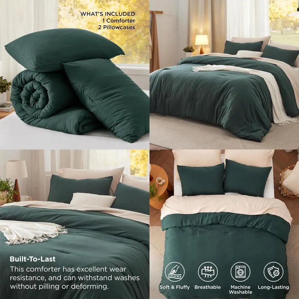 

Зеленый комплект постельного белья из 3 предметов с легким одеялом и наволочками