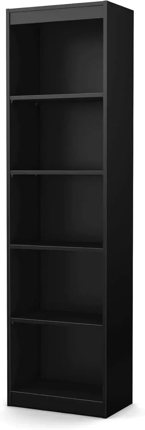 Axess 5-Shelf Narrow Bookcase, Pure Black, 7270758