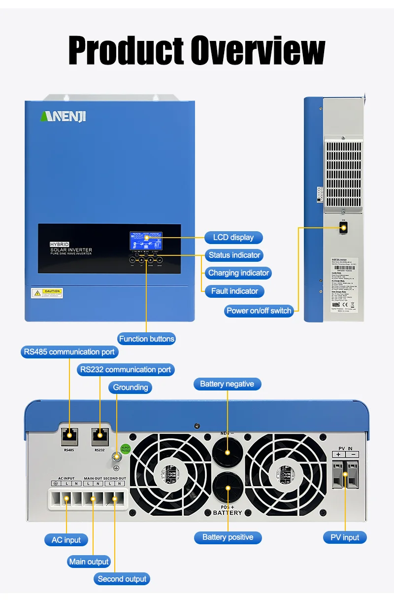 ANENJI 6,2 kW Hybrid-Wechselrichter 48 V 220 V reine Sinuswelle On Off Grid 120 A MPPT-Laderegler PV-Eingang 500 V WIFI für Solarpanel – Detail 18
