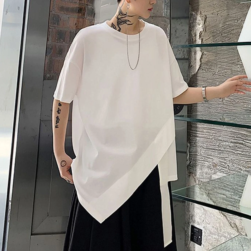 

XS-5XL Summer New Men's Irregular Short-Sleeve T-Shirt American Retro Fashion Trendy Casual Simple Loose Niche Men's Tops