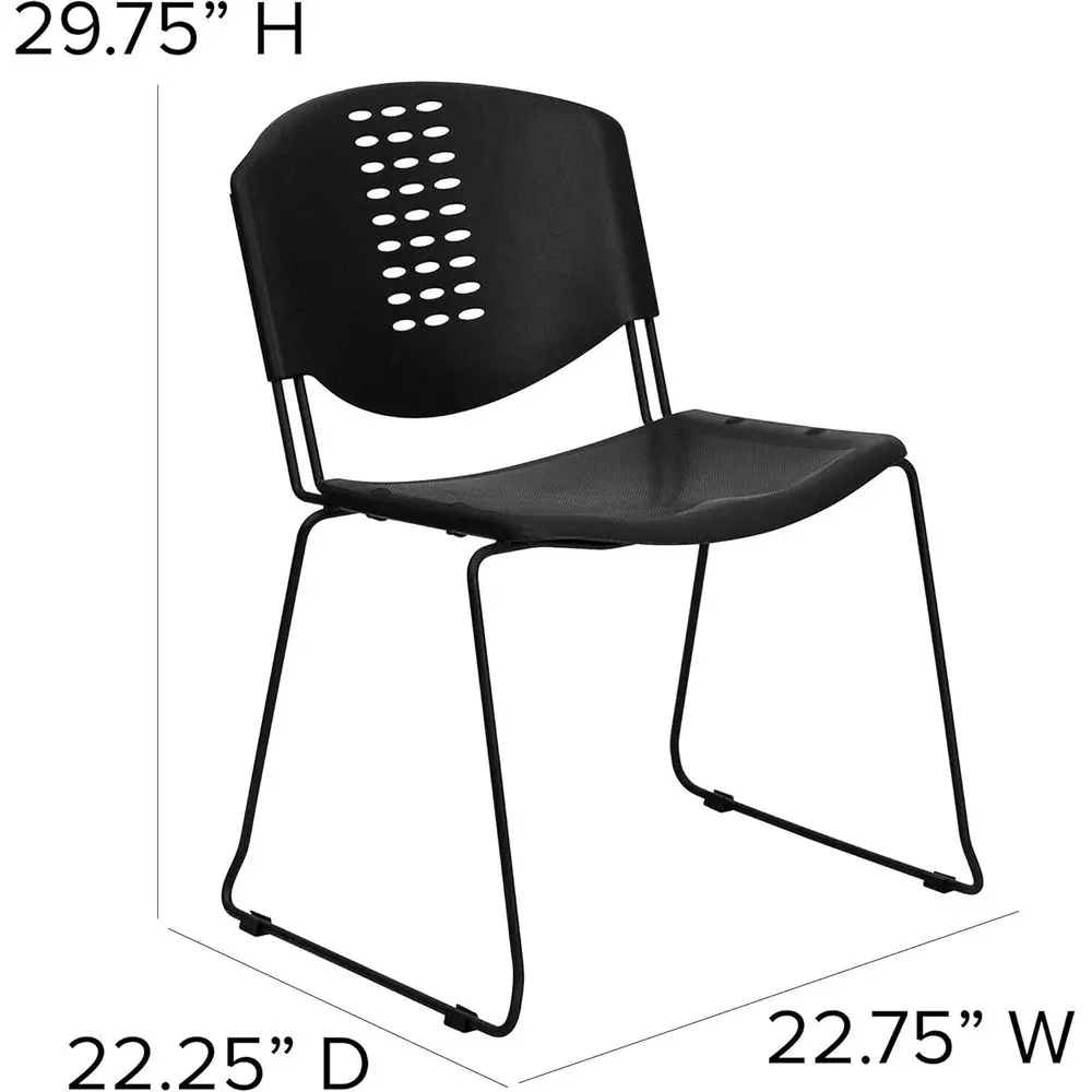Hercules 400 lbs. Black Plastic Stackable Chair with Black Frame
