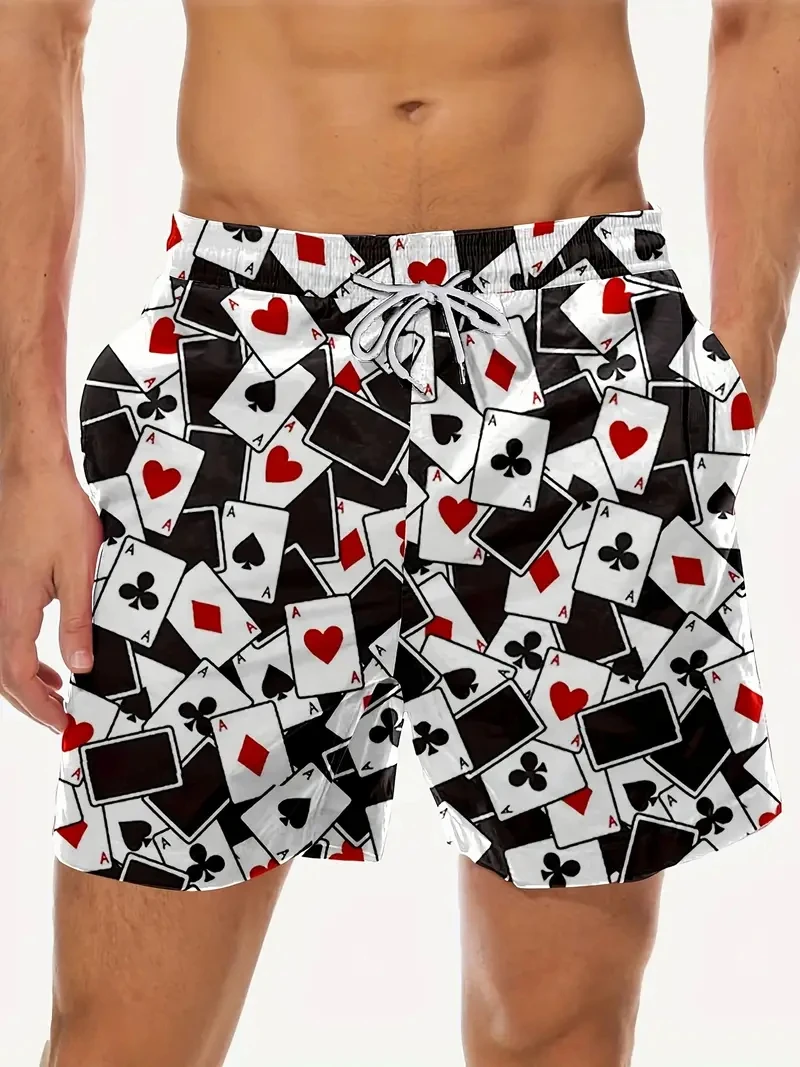 

Мужские шорты для плавания с 3D покерным принтом, плавки с рисунком покерной карты, пляжные шорты для бега, спорт, серфинг, купальники Y2k, одежда для мужчин