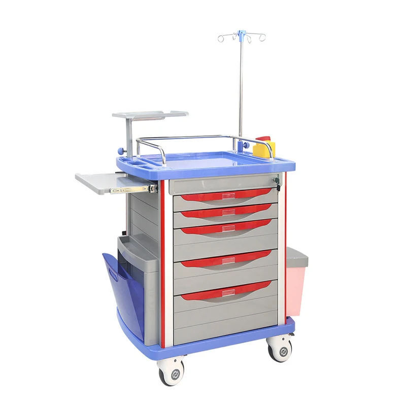 Modern Hospital ABS Plastic Emergency Medicine Medical Cart Crash Anaesthesia Trolley For Clinic Use & Treatment