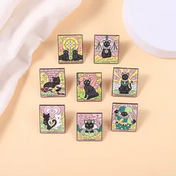 Creative New Tarot Card Dark Cat Shape Metal Brooch Ins Trendy Fashion Personality Wild Backpack Badge Clothing Accessories Gift