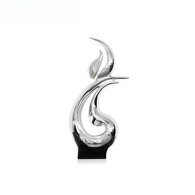Plating Silver Resin Crafts Sculpture Marble Base Office Desk Decorative Accessories