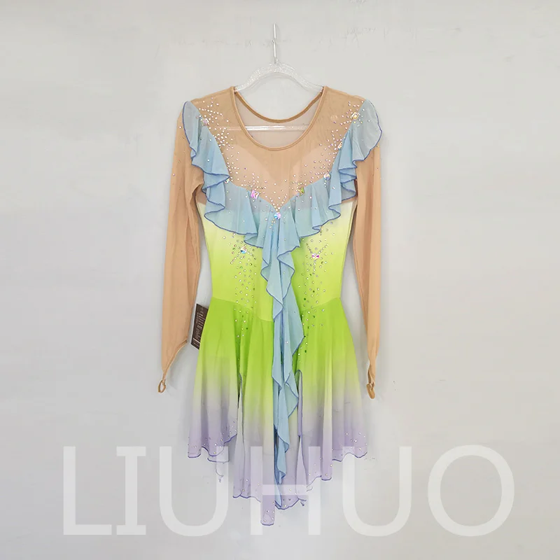 LIUHUO Ice Figure Skating Dress Girls Women Teens Stretchy Spandex Competition Wholesale